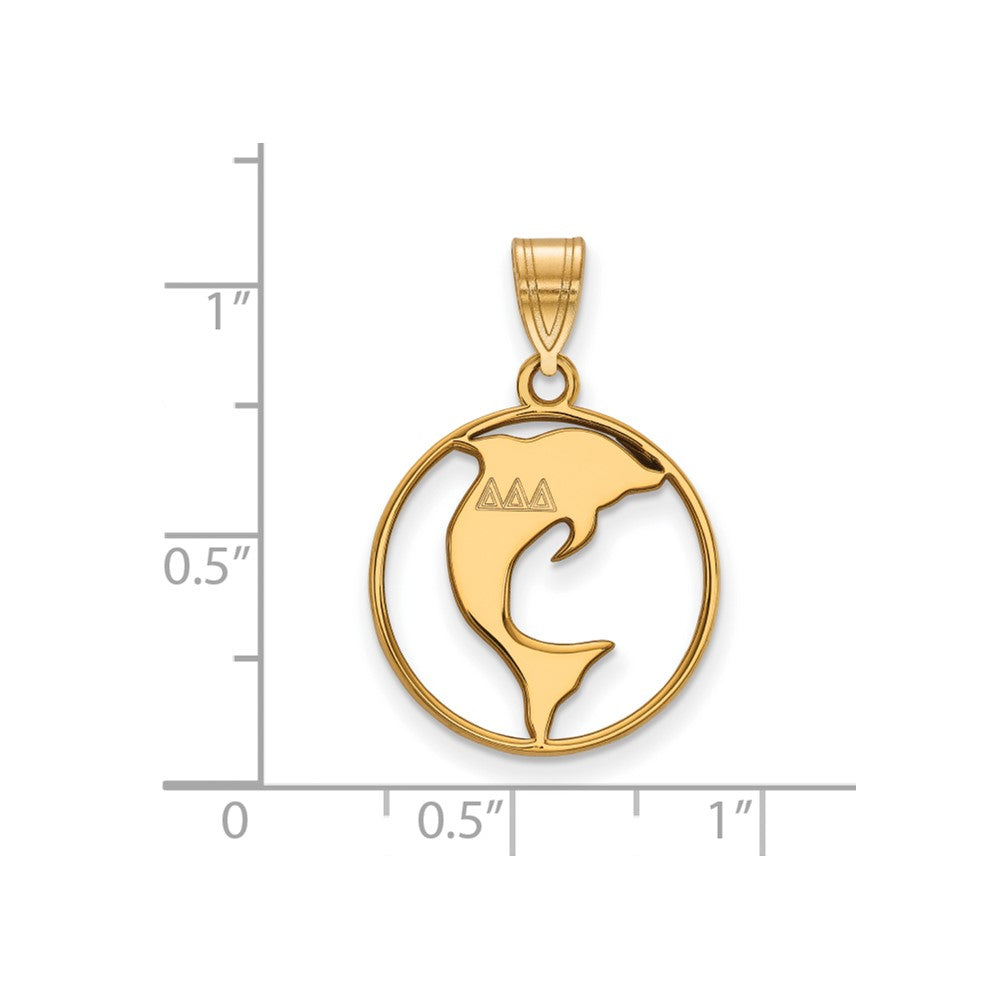Sterling Silver Gold-plated LogoArt Delta Delta Delta Sorority Symbol Medium Circle Pendant