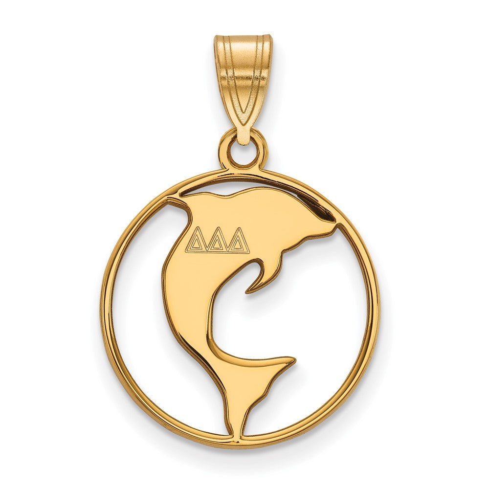 Sterling Silver Gold-plated LogoArt Delta Delta Delta Sorority Symbol Medium Circle Pendant