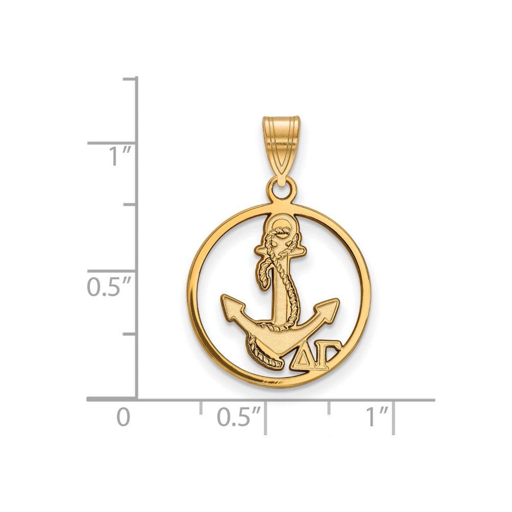 Sterling Silver Gold-plated LogoArt Delta Gamma Sorority Symbol Medium Circle Pendant
