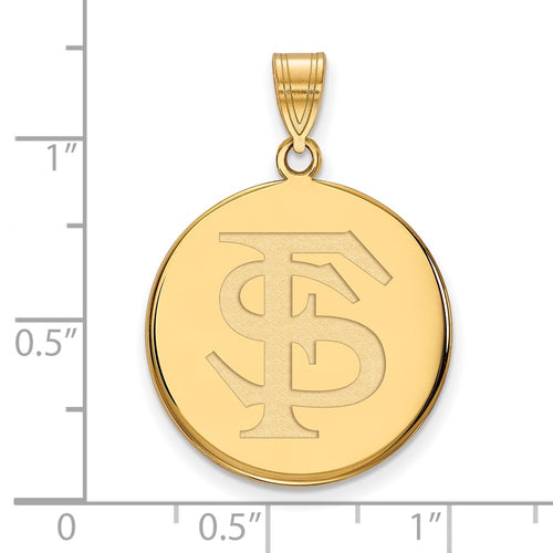 10k Gold LogoArt Florida State University F-S Large Disc Pendant