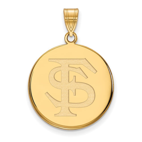 10k Gold LogoArt Florida State University F-S Large Disc Pendant