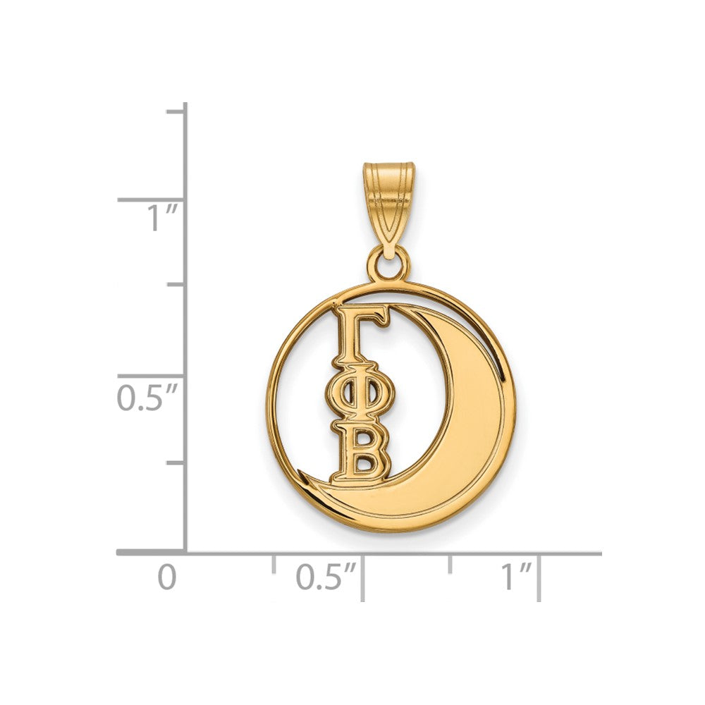 Sterling Silver Gold-plated LogoArt Gamma Phi Beta Sorority Symbol Medium Circle Pendant