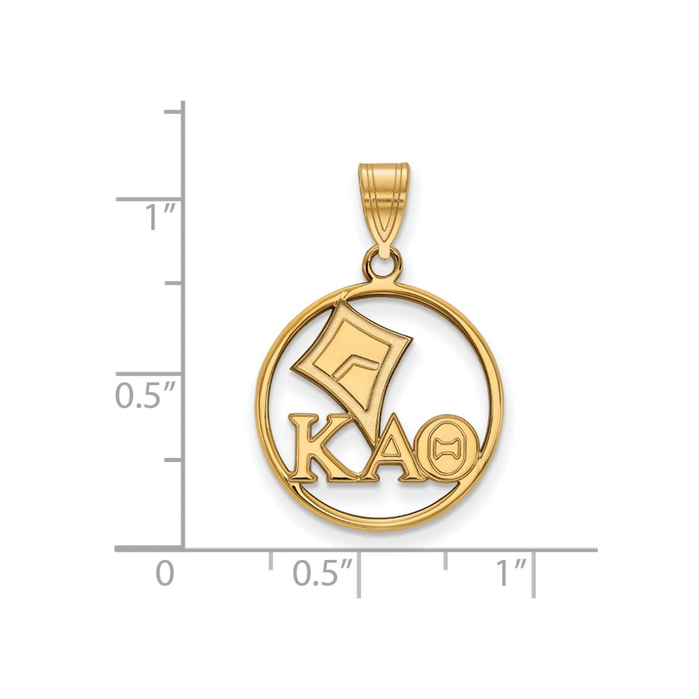 Sterling Silver Gold-plated LogoArt Kappa Alpha Theta Sorority Symbol Medium Circle Pendant