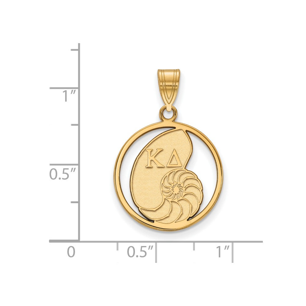 Sterling Silver Gold-plated LogoArt Kappa Delta Sorority Symbol Medium Circle Pendant