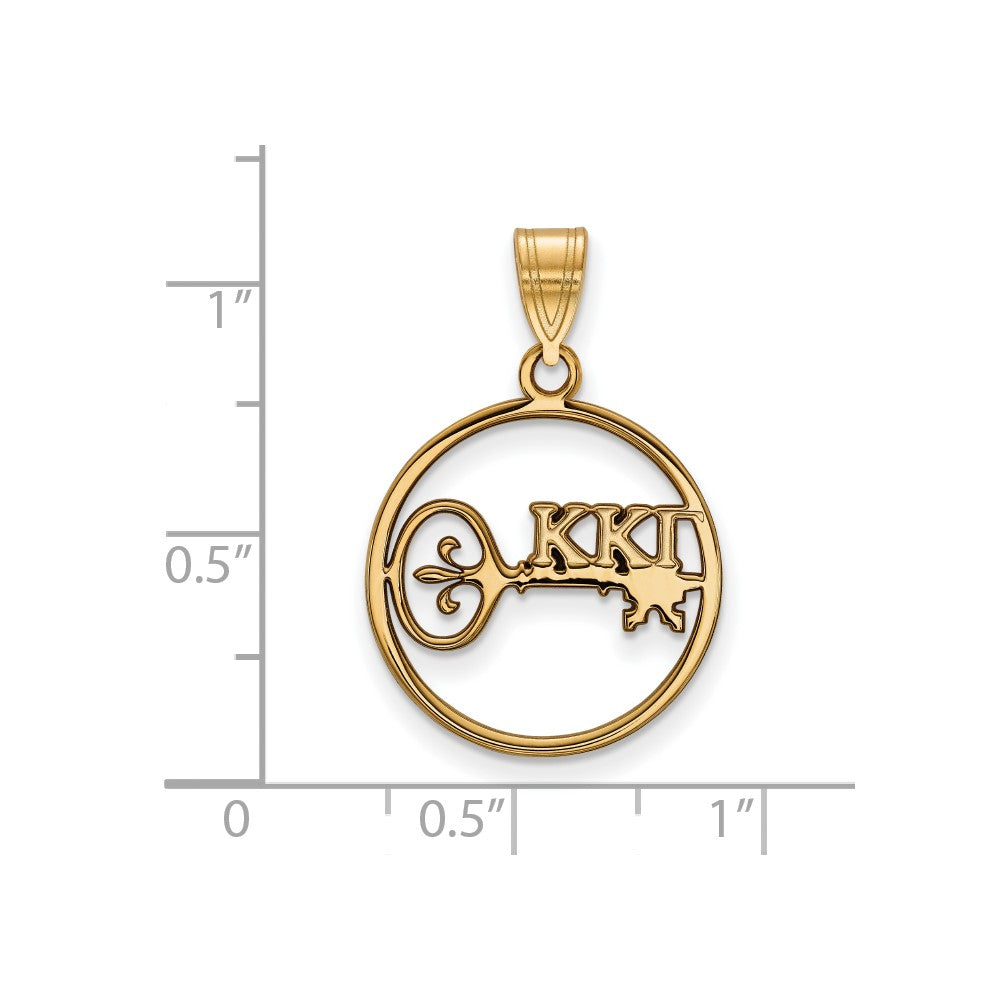Sterling Silver Gold-plated LogoArt Kappa Kappa Gamma Sorority Symbol Medium Circle Pendant