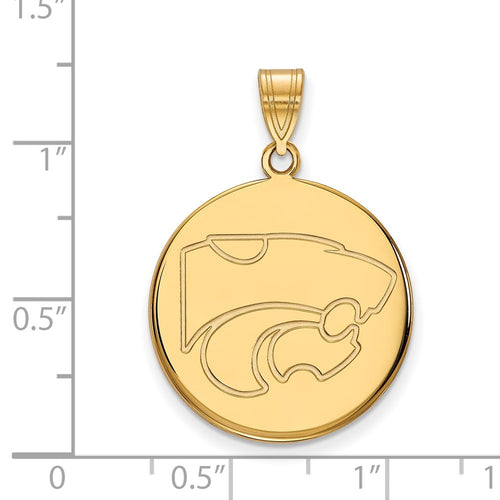 10k Gold LogoArt Kansas State University Wildcat Large Disc Pendant