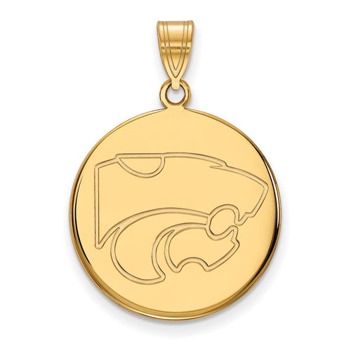 10k Gold LogoArt Kansas State University Wildcat Large Disc Pendant