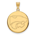 Sterling Silver Gold-plated LogoArt Kansas State University Wildcat Large Disc Pendant