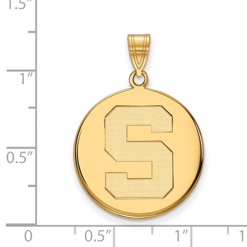10k Gold LogoArt Michigan State University Letter S Large Disc Pendant