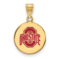 Sterling Silver Gold-plated LogoArt The Ohio State University Medium Enameled Disc Pendant