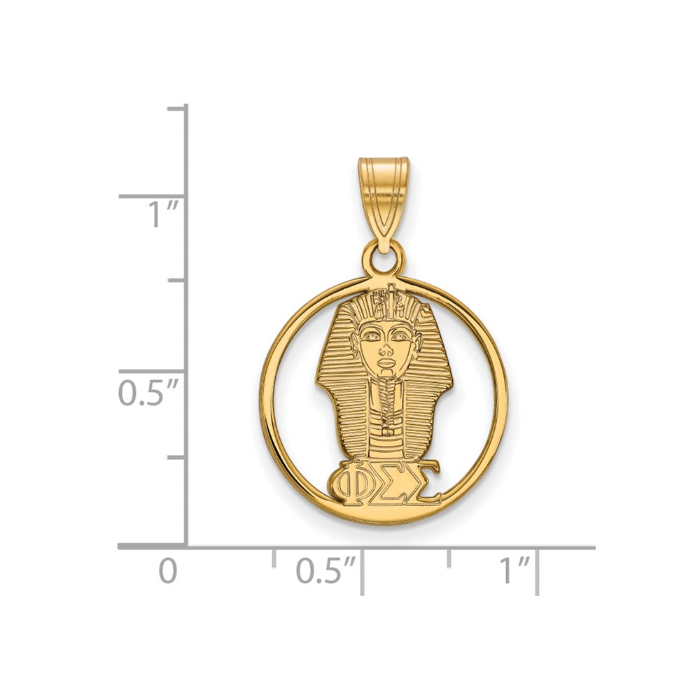 Sterling Silver Gold-plated LogoArt Phi Sigma Sigma Sorority Symbol Medium Circle Pendant