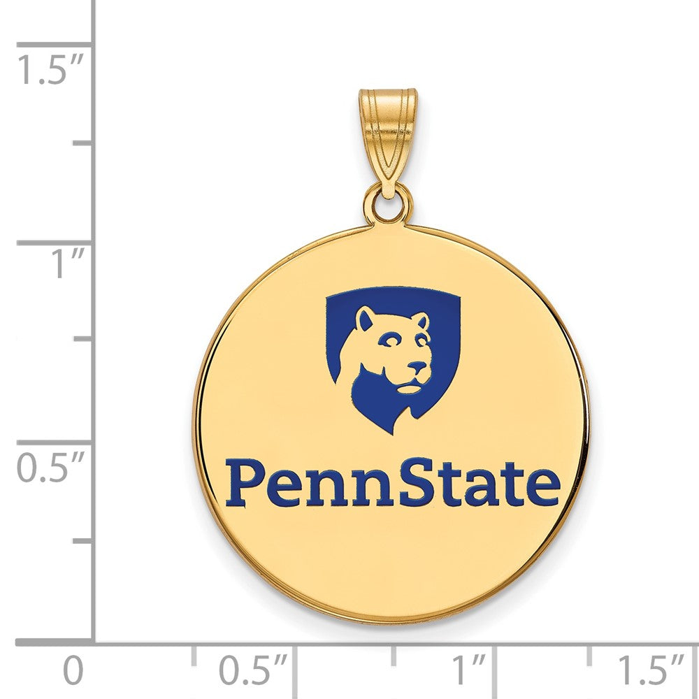 Sterling Silver Gold-plated LogoArt Penn State University Extra Large Enameled Disc Pendant