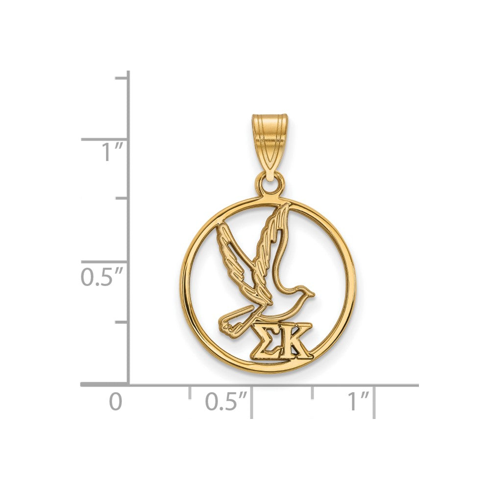 Sterling Silver Gold-plated LogoArt Sigma Kappa Sorority Symbol Medium Circle Pendant