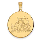 10k Gold LogoArt Texas Christian University Horned Frog Extra Large Disc Pendant