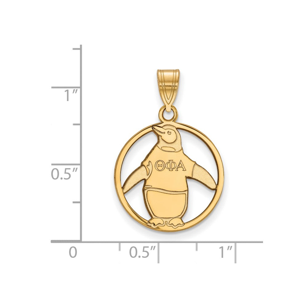 Sterling Silver Gold-plated LogoArt Theta Phi Alpha Sorority Symbol Medium Circle Pendant