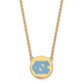 Sterling Silver Gold-plated LogoArt University of North Carolina Large Enameled Disc Pendant 18 inch Necklace