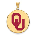 Sterling Silver Gold-plated LogoArt University of Oklahoma O-U Extra Large Enameled Disc Pendant