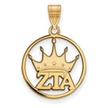 Sterling Silver Gold-plated LogoArt Zeta Tau Alpha Sorority Symbol Medium Circle Pendant