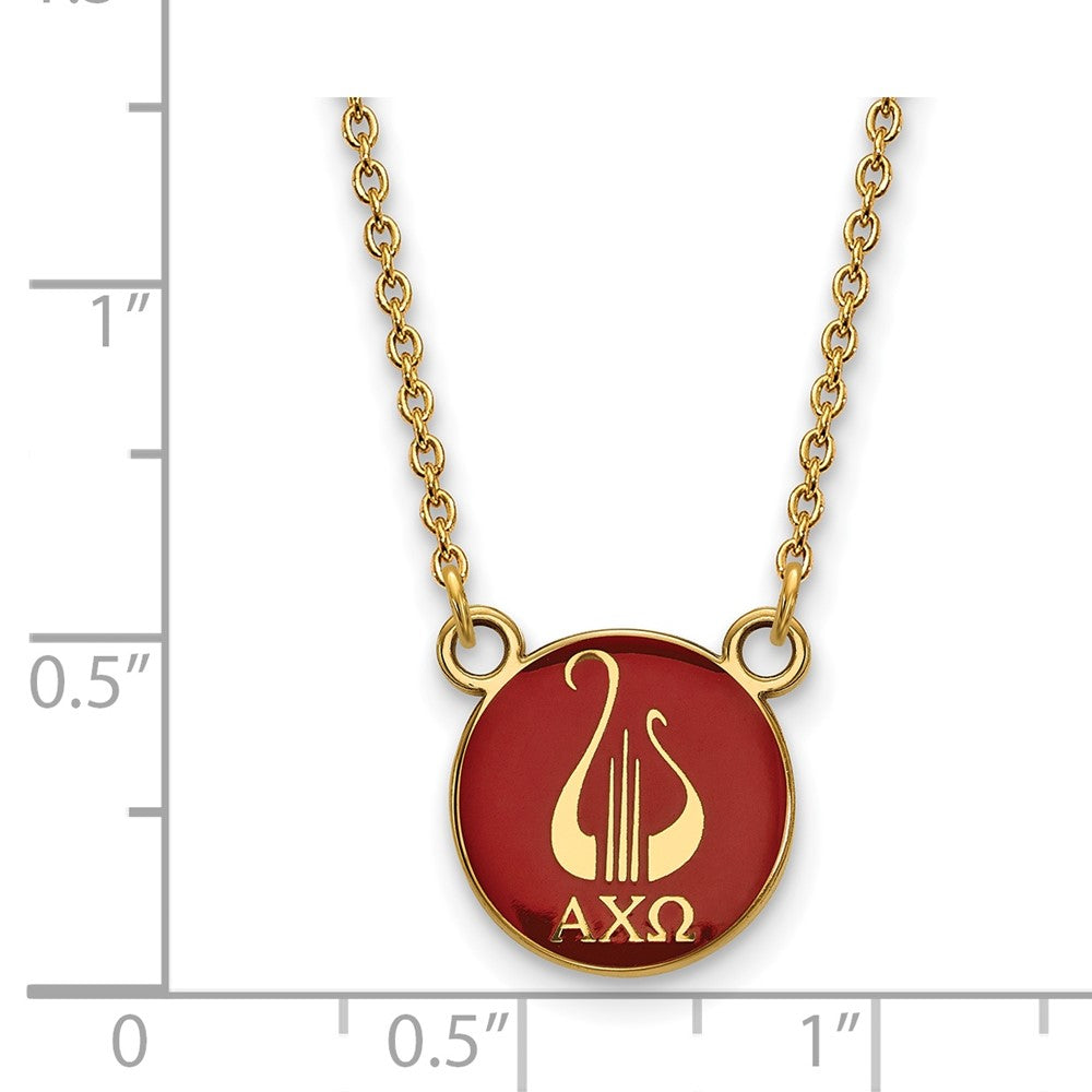 Sterling Silver Gold-plated LogoArt Alpha Chi Omega Sorority Symbol Small Color Enamel Pendant 18 inch Necklace