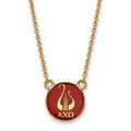 Sterling Silver Gold-plated LogoArt Alpha Chi Omega Sorority Symbol Small Color Enamel Pendant 18 inch Necklace
