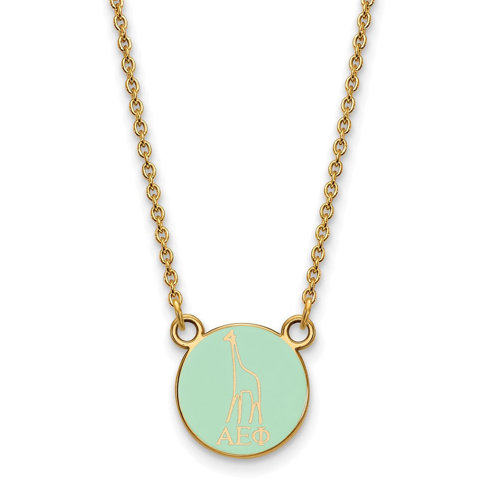 Sterling Silver Gold-plated LogoArt Alpha Epsilon Phi Extra Sorority Symbol Small Color Enamel Pendant 18 inch Necklace