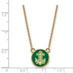 Sterling Silver Gold-plated LogoArt Alpha Sigma Tau Sorority Symbol Small Color Enamel Pendant 18 inch Necklace