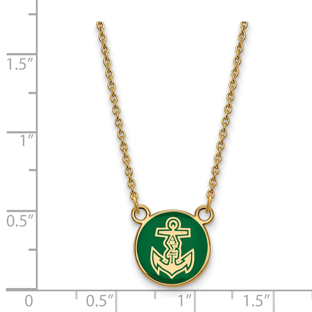 Sterling Silver Gold-plated LogoArt Alpha Sigma Tau Sorority Symbol Small Color Enamel Pendant 18 inch Necklace