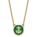 Sterling Silver Gold-plated LogoArt Alpha Sigma Tau Sorority Symbol Small Color Enamel Pendant 18 inch Necklace