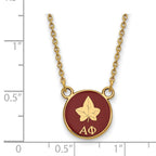 Sterling Silver Gold-plated LogoArt Alpha Phi Sorority Symbol Small Color Enamel Pendant 18 inch Necklace
