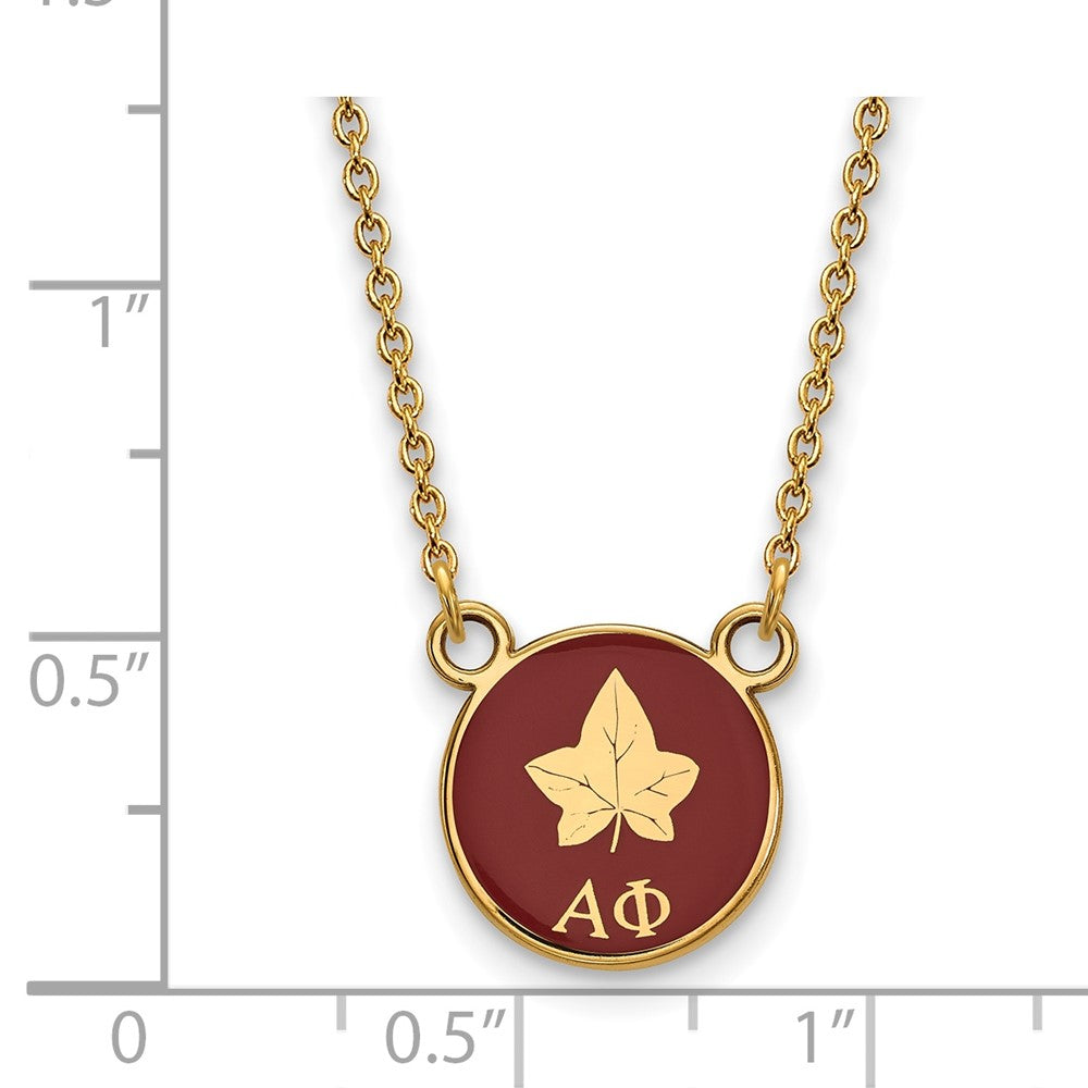 Sterling Silver Gold-plated LogoArt Alpha Phi Sorority Symbol Small Color Enamel Pendant 18 inch Necklace