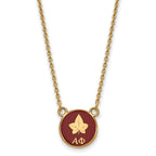Sterling Silver Gold-plated LogoArt Alpha Phi Sorority Symbol Small Color Enamel Pendant 18 inch Necklace
