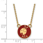 Sterling Silver Gold-plated LogoArt Alpha Sigma Alpha Sorority Symbol Small Color Enamel Pendant 18 inch Necklace