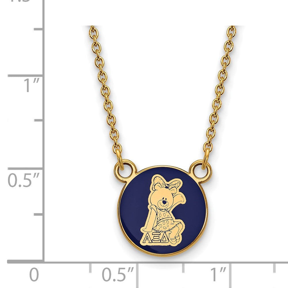 Sterling Silver Gold-plated LogoArt Alpha Xi Delta Sorority Symbol Small Color Enamel Pendant 18 inch Necklace