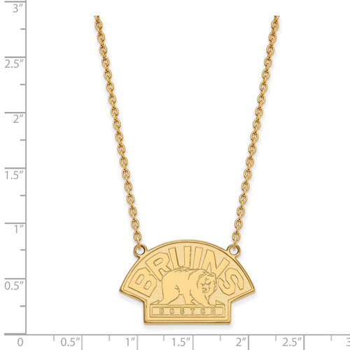 10k Gold NHL LogoArt Boston Bruins Large Pendant 18 inch Necklace