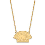 Sterling Silver Gold-plated NHL LogoArt Boston Bruins Large Pendant 18 inch Necklace