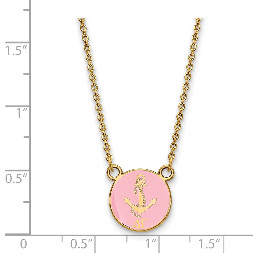 Sterling Silver Gold-plated LogoArt Delta Gamma Sorority Symbol Small Color Enamel Pendant 18 inch Necklace