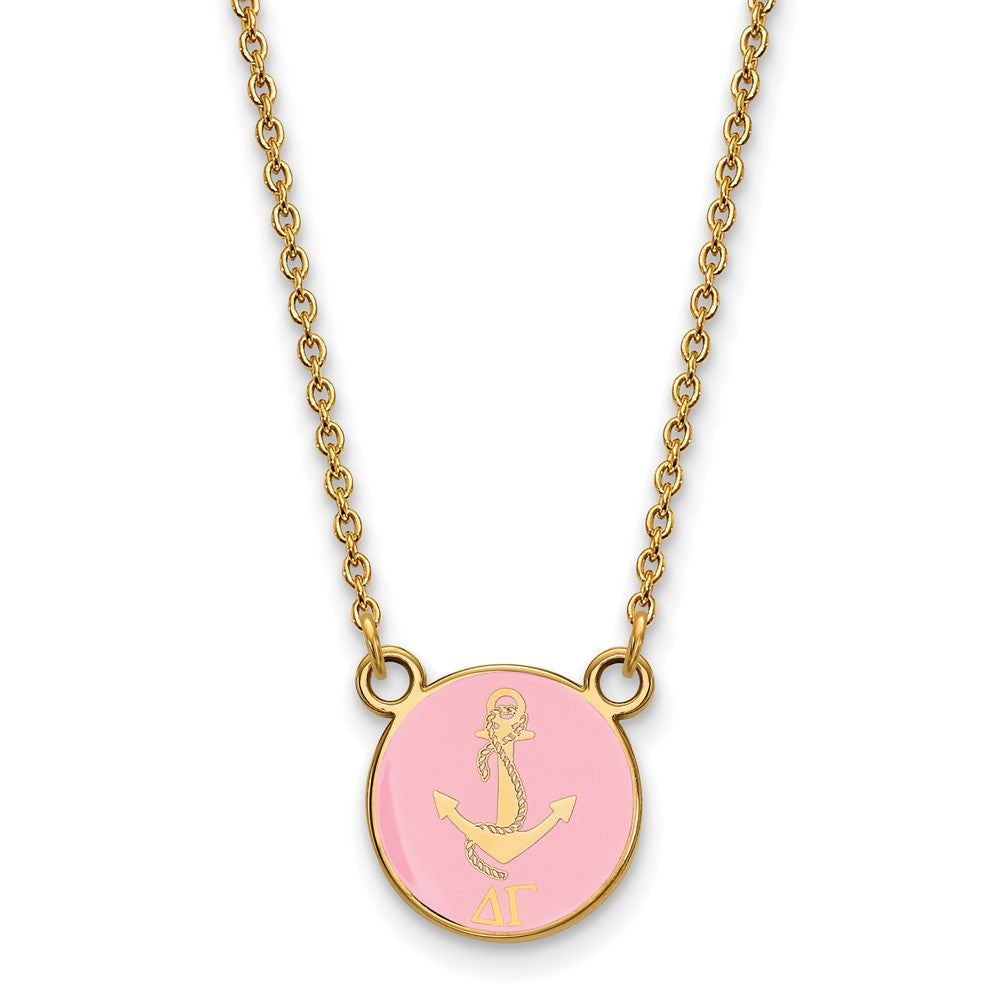 Sterling Silver Gold-plated LogoArt Delta Gamma Sorority Symbol Small Color Enamel Pendant 18 inch Necklace