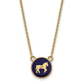 Sterling Silver Gold-plated LogoArt Delta Phi Epsilon Sorority Symbol Small Color Enamel Pendant 18 inch Necklace