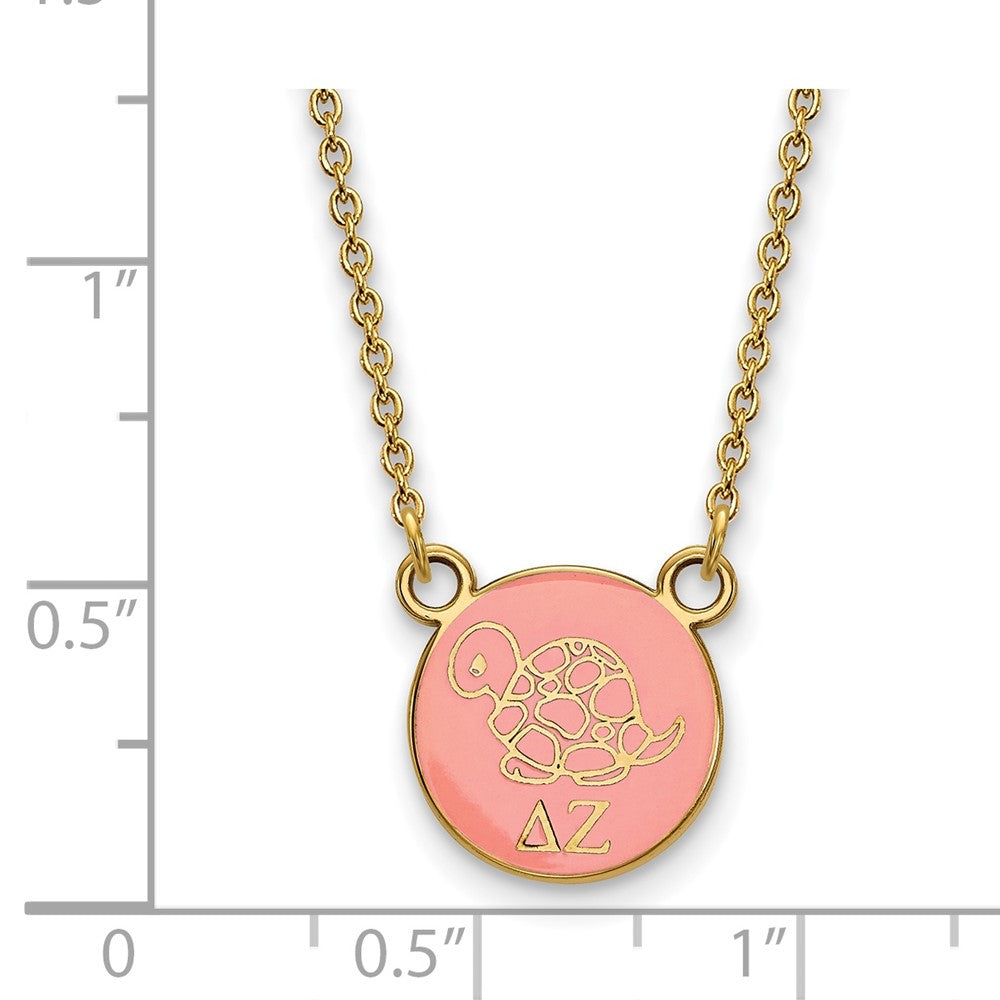 Sterling Silver Gold-plated LogoArt Delta Zeta Sorority Symbol Small Color Enamel Pendant 18 inch Necklace