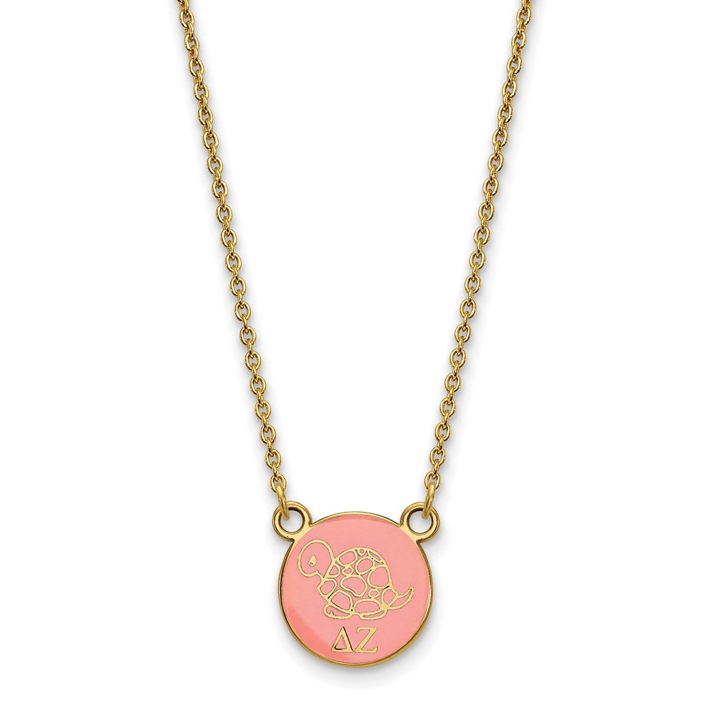 Sterling Silver Gold-plated LogoArt Delta Zeta Sorority Symbol Small Color Enamel Pendant 18 inch Necklace