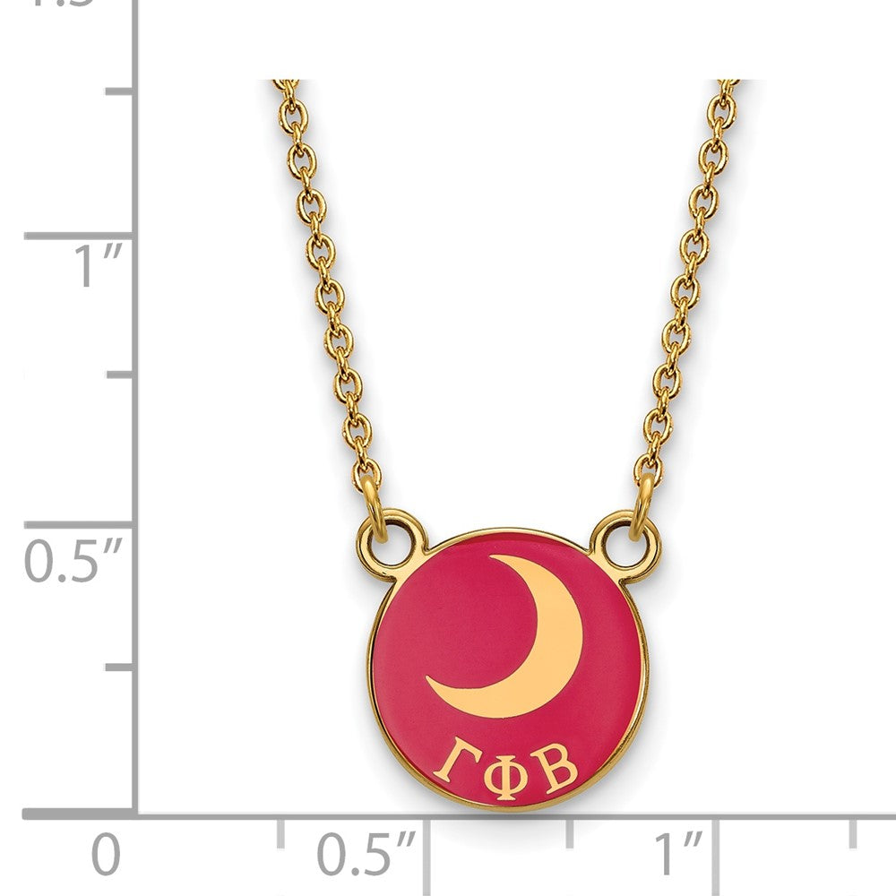 Sterling Silver Gold-plated LogoArt Gamma Phi Beta Sorority Symbol Small Color Enamel Pendant 18 inch Necklace