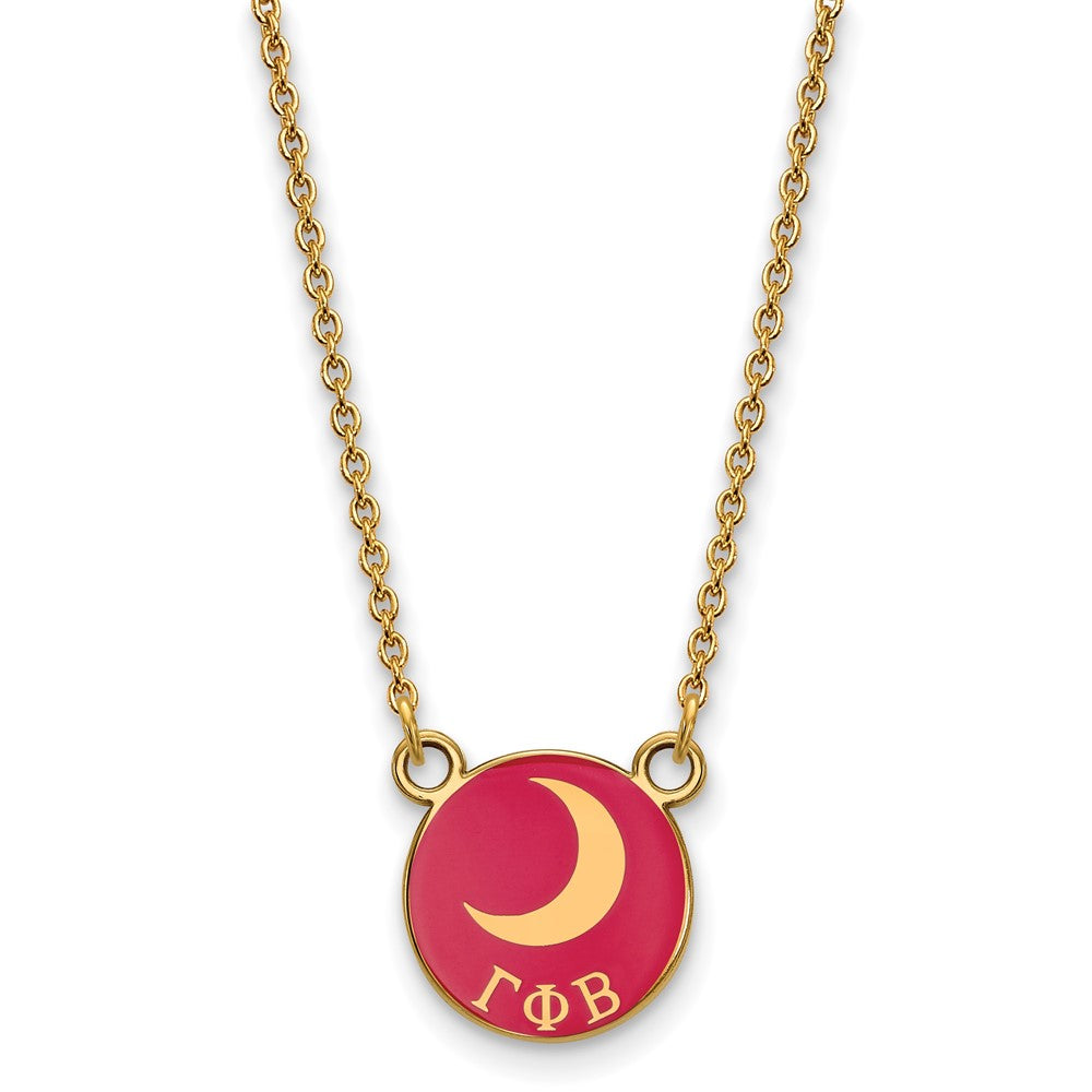 Sterling Silver Gold-plated LogoArt Gamma Phi Beta Sorority Symbol Small Color Enamel Pendant 18 inch Necklace
