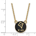 Sterling Silver Gold-plated LogoArt Kappa Alpha Theta Sorority Symbol Small Color Enamel Pendant 18 inch Necklace