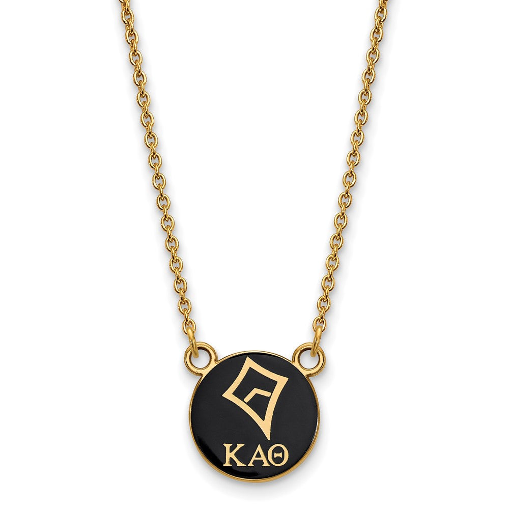 Sterling Silver Gold-plated LogoArt Kappa Alpha Theta Sorority Symbol Small Color Enamel Pendant 18 inch Necklace