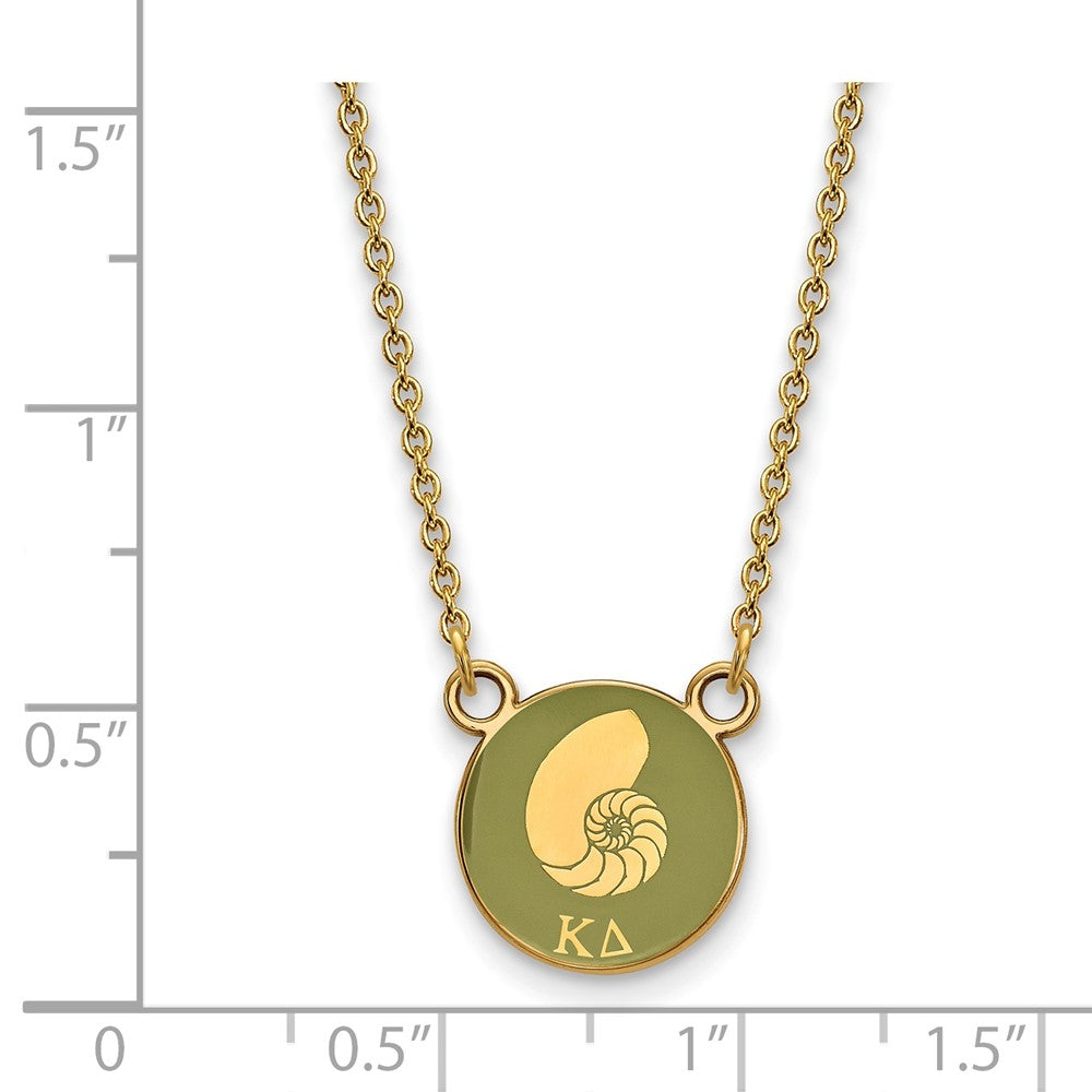 Sterling Silver Gold-plated LogoArt Kappa Delta Sorority Symbol Small Color Enamel Pendant 18 inch Necklace