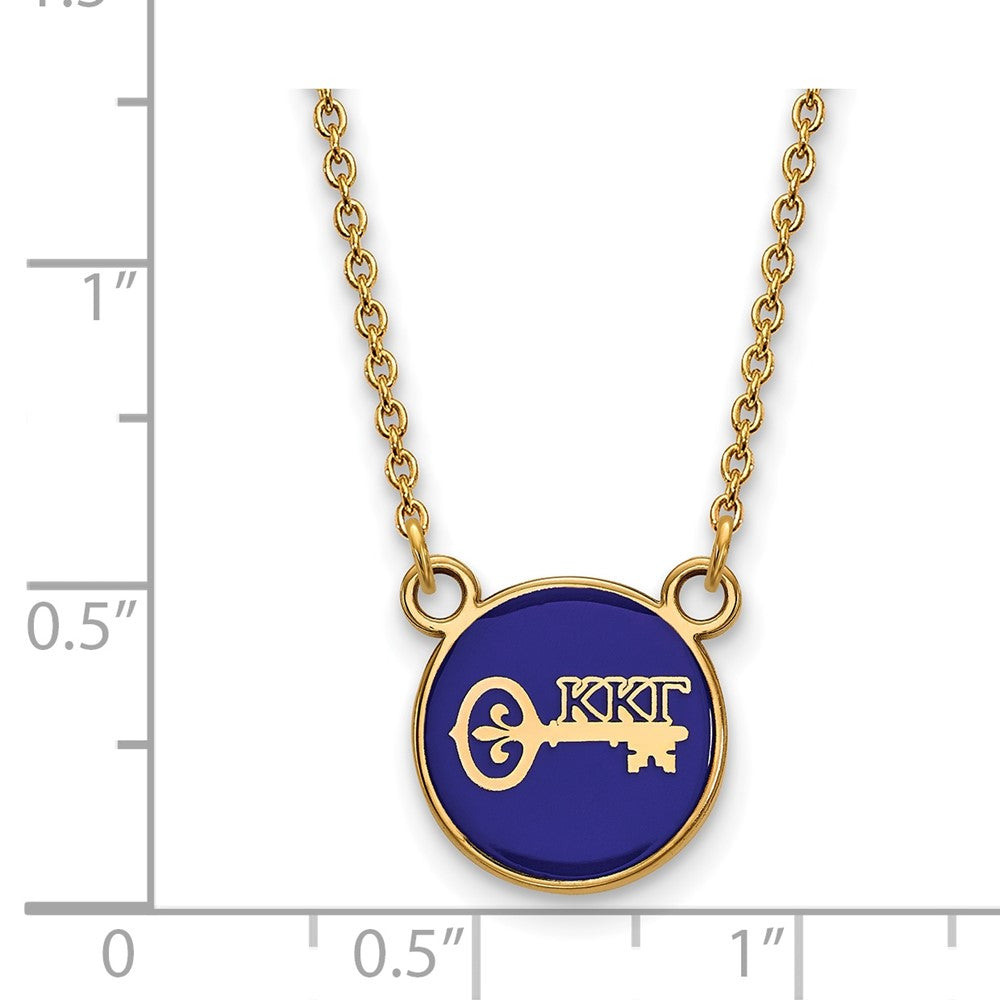 Sterling Silver Gold-plated LogoArt Kappa Kappa Gamma Sorority Symbol Small Color Enamel Pendant 18 inch Necklace