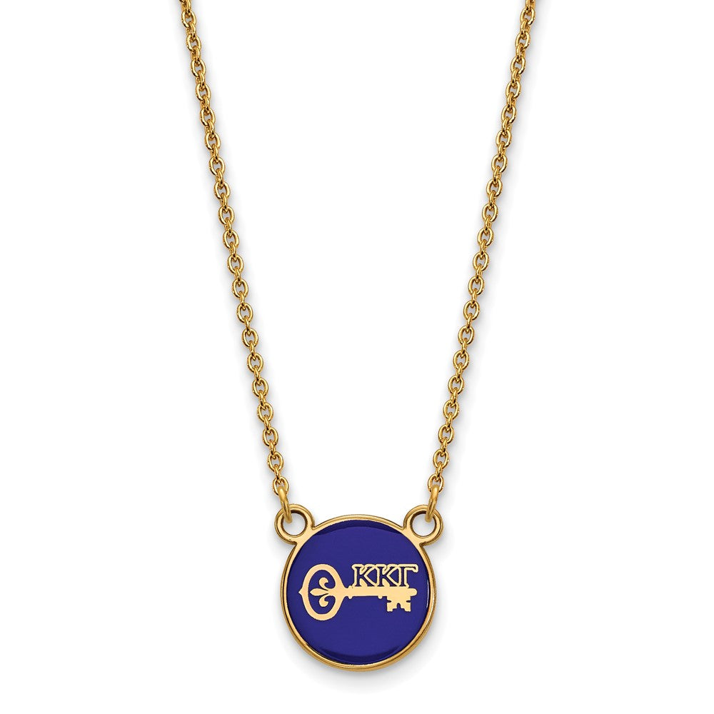 Sterling Silver Gold-plated LogoArt Kappa Kappa Gamma Sorority Symbol Small Color Enamel Pendant 18 inch Necklace