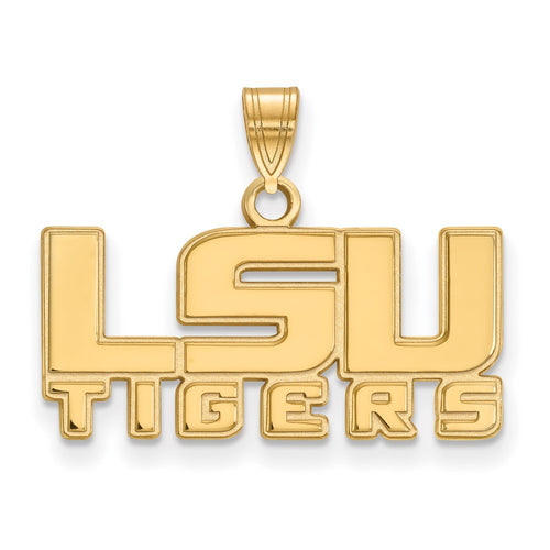 10k Gold LogoArt Louisiana State University L-S-U Tigers Small Pendant