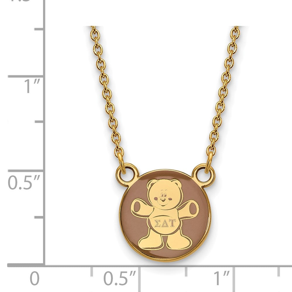 Sterling Silver Gold-plated LogoArt Sigma Delta Tau Sorority Symbol Small Color Enamel Pendant 18 inch Necklace
