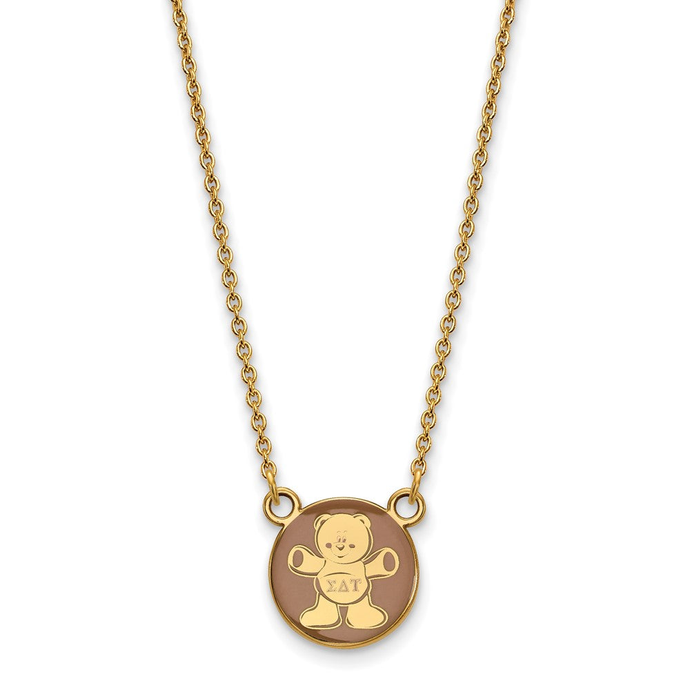 Sterling Silver Gold-plated LogoArt Sigma Delta Tau Sorority Symbol Small Color Enamel Pendant 18 inch Necklace